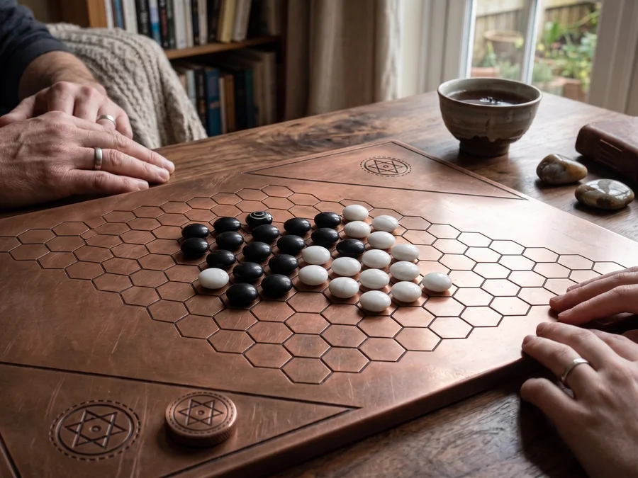 A Hex path and a blocking stone on the hex board