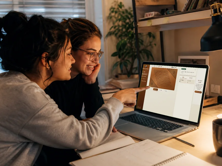 Two people discussing a Hex position